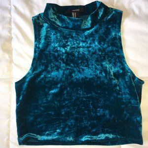 Blue Velvet Crop Top Women's Small / Medium